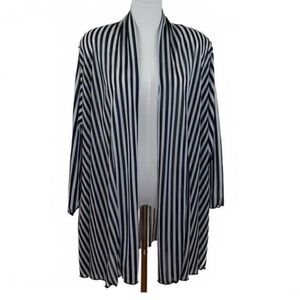 Vintage Oscar de la Renta Striped Sheer Duster Cardigan Top Medium USA